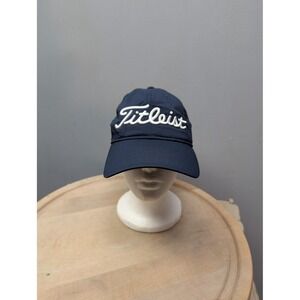 Titleist Golf Hat Cap Strap Back Navy Pro V1 FJ Mens Blue Golf Script Embroidery